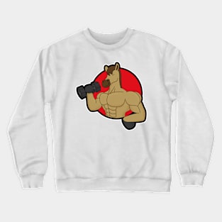 Horse as Bodybuilder with Dumbbell Crewneck Sweatshirt